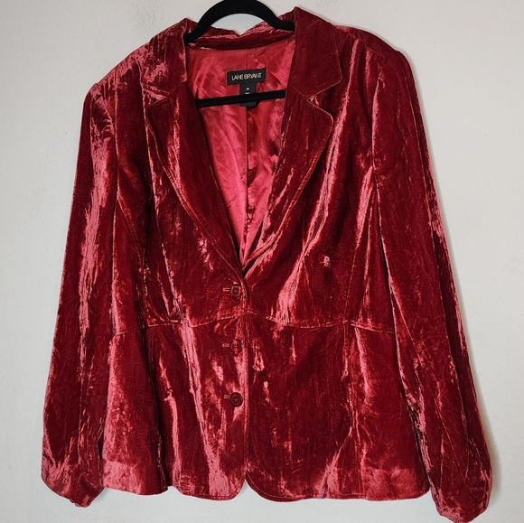 Lane Bryant Red Velvet Button Blazer Jacket Plus Size 24 - Picture 1 of 14